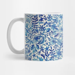 Floating Garden - a watercolor pattern in blue Mug